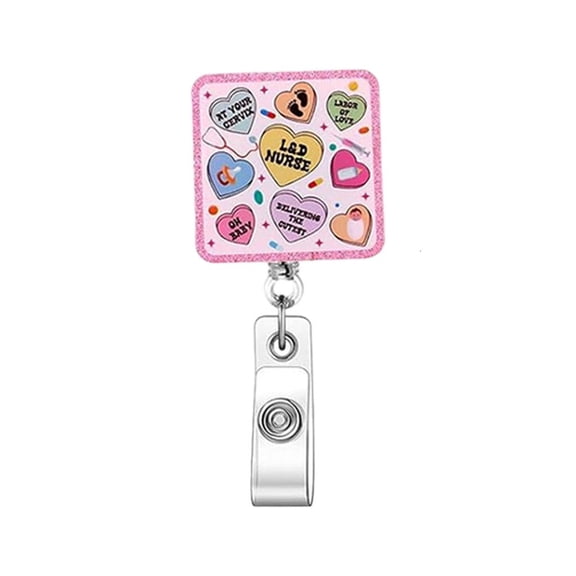 Retractable ABS Badge Holder with Metal Pocket Clip Glittering Sequins Badges Holder for Nurse Doctor Business Staff