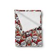thumbnail image 2 of Christmas Soft Flannel Fleece Throw Blanket, Snowman Reindeer Santa Claus Cartoon Image Theme Winter, Cozy Plush for Indoor and Outdoor Use, 50" x 70", Pale Brown White and Red, by Ambesonne, 2 of 6