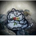 thumbnail image 4 of Gray Kitty Cat with Red & Yellow Flowers, Pets, Embroidered, Iron on Patch, 4 of 6