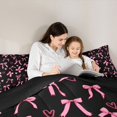 thumbnail image 4 of Manfei Fashion Bow Ribbon King Size Comforter Sets,Pink Loves Pattern Comforters King Size,Black Reversible,3-Piece,1 Comforter and 2 Pillowcases, 4 of 7