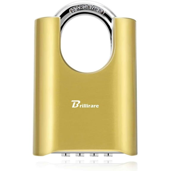 Outdoor Combination Lock, 4 Digit Heavy Duty Padlock Metal, Weatherproof Alloy Locks with Hardened Steel Shackle, High Security Large Padlocks for Sheds Fence, Gate Hasps, Storage Unit-Golden