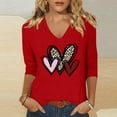 thumbnail image 2 of Women's Tops, Tees & Blouses 3/4 Sleeve Soft Blend Hearts Blouses Graphic Print T Shirt, 2 of 3