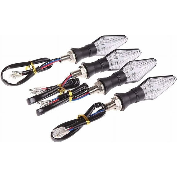 Ray Running Light Motorcycle Led Turn Signals, Dual Color Amber Blue Lamp For Universal Fit Most Motorcycle (4 Pieces)