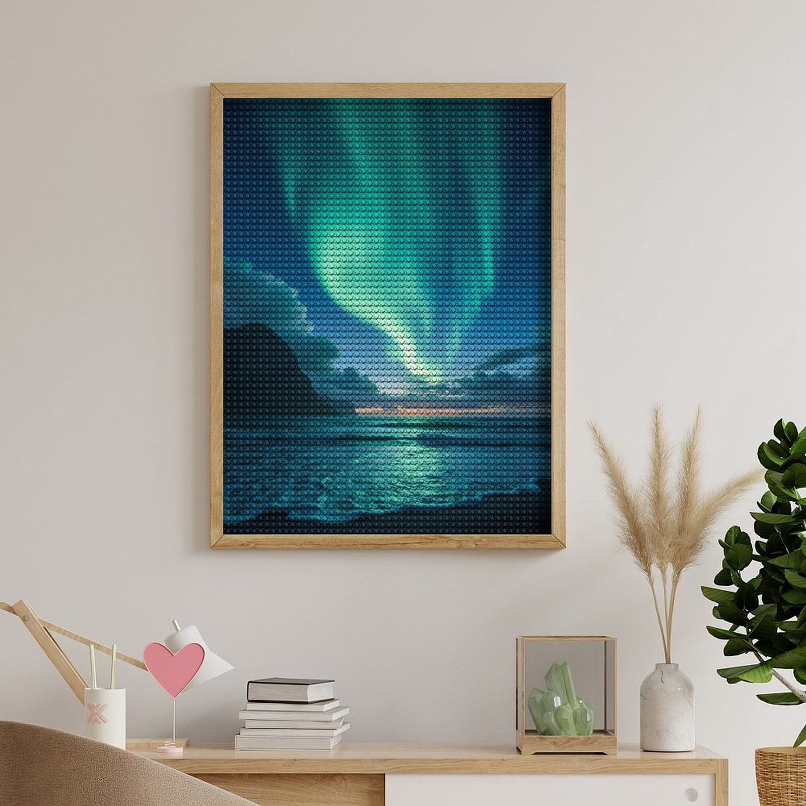 Diamond Art Kits for Adults, Aurora Borealis Over Ocean Sky 5D Diamond Painting Kits for Adults Beginners, DIY Full Drill Diamond Painting, Gem Art and Crafts 12x16