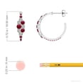 thumbnail image 3 of ANGARA Natural Ruby & Diamond Cluster Asymmetrical Hoop Earrings in 925 Sterling Silver for Women (Size-3.1mm) | July Birthstone, Birthday, Anniversary, Jewelry Gift for Women | Natural Ruby Earrings, 3 of 8