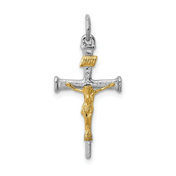 Sterling Gold Crucifix Cross Pendant Necklace with Textured Design and Realistic Jesus Figure for Men and Women Religious Christian Symbol Spiritual Jewelry