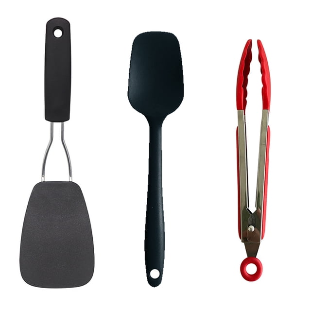 Cubiertos de 3 piezas, utensilios de cocina antiadherentes, espátula para crema, espátula de nailon, clips para alimentos