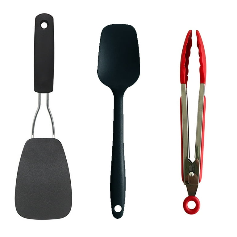 3 pcs cutlery fpr nonstick cookware, cream spatula, nylon spatula, food  clips