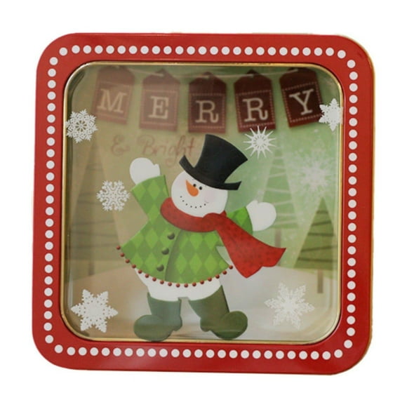 Christmas Candy Tin Box—Cookie Candy Storage Tins Christmas Cookie Tins Containers With Lids For Confectioneries Holiday Giving Square With Gold Christmas Card Tin Holder Boxes Durable & Easy Clean