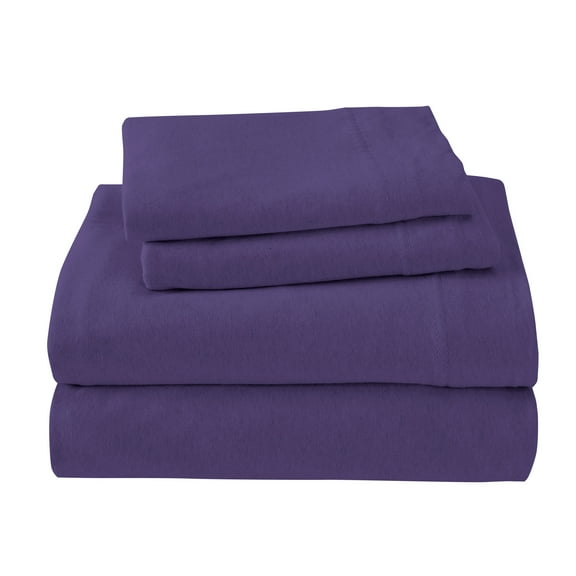 Queen 4-Piece Sheet Set, Brooklyn Flat Cotton Blend Ultra Soft Jersey Knit Sheet Set By Royale Linens