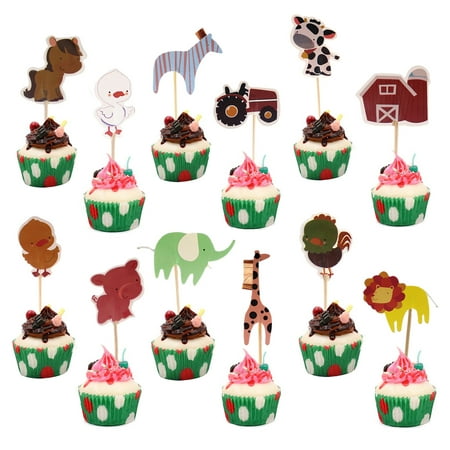 Kingring 48 Pcs Farm Zoo Animal Cake Cupcake Appetizer Decorations Kingring 48 Pcs Farm Zoo Animal Cake Cupcake Appetizer Decorations