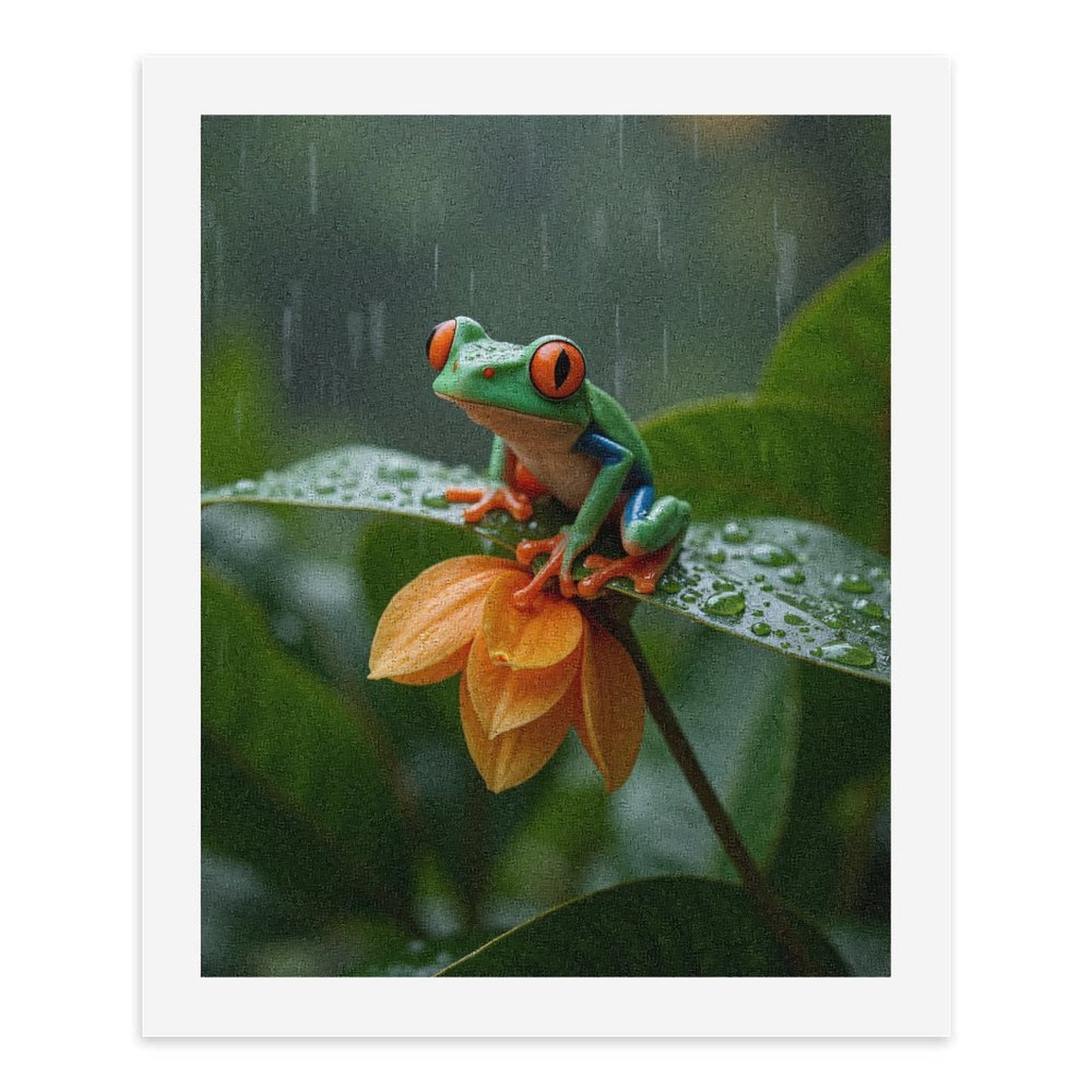 Paint by Numbers Kit for Adults, Tree Frog On Leaf In Rain Paint by Numbers, Easy Paint by Numbers Kit for Adults Beginner, DIY Adult Paint by Number Kits on Canvas, Home Decor