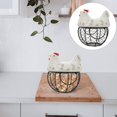 thumbnail image 2 of Metal Mesh Egg Basket Ceramic Farm Chicken Top for Food Storage Container (White), 2 of 5