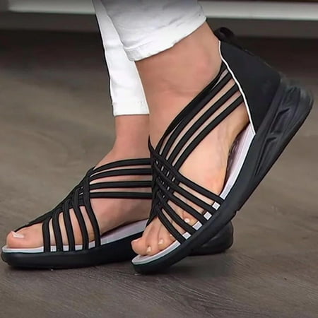 

jjayotai Sandels for Women Clearance Sandals Women s Low-top Breathable Fish Mouth Shoes Roman Women s Sandals Flash Picks Black