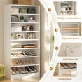 thumbnail image 2 of Homieasy Tall Shoe Cabinet, 9-Tier Wood Shoe Storage Organizer, Freestanding Shoe Storage Cabinet with Large Capacity, Vertical Space Saving Shoe Rack, White, 2 of 6