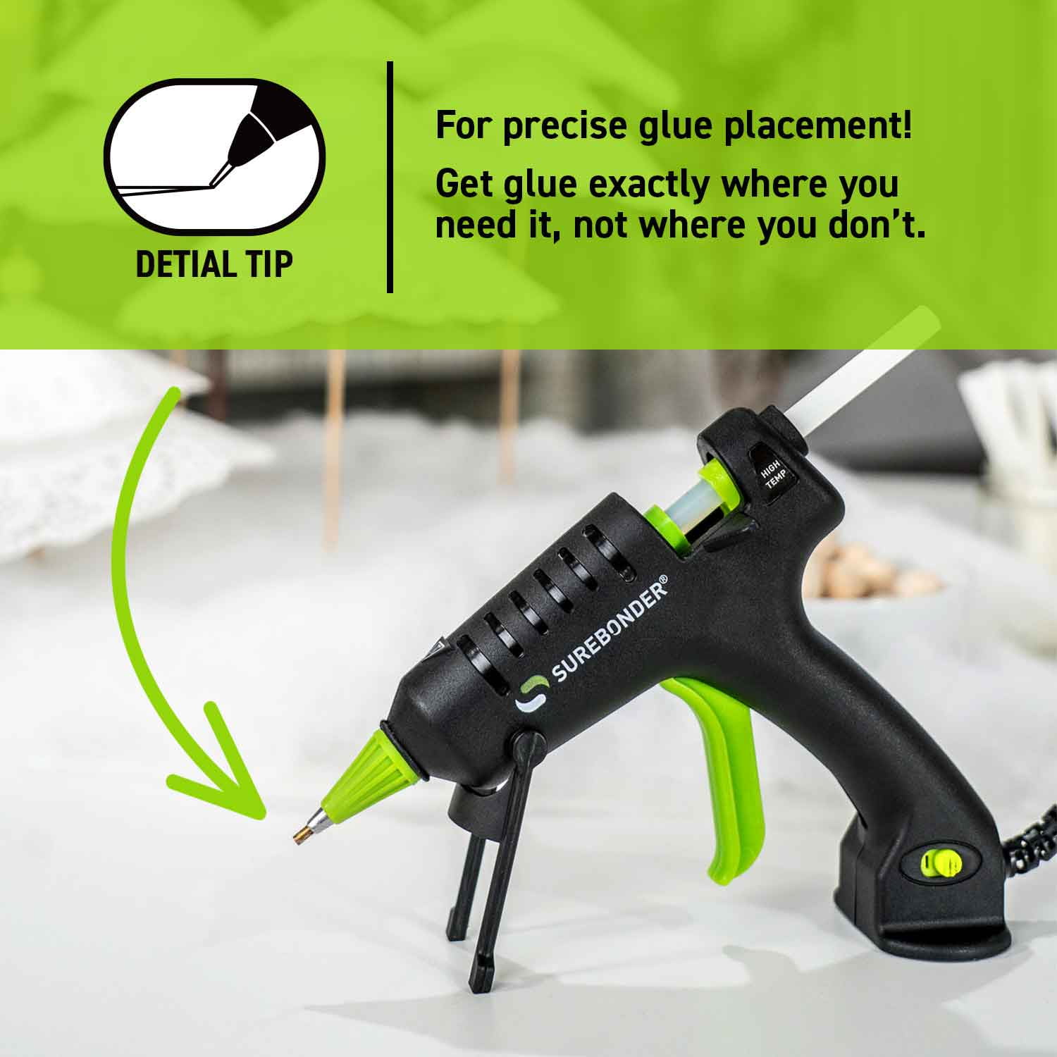 Surebonder H-195F Hot Glue Gun with Detail Tip, Mini Size, High Temperature, 20 Watt, High Temperature