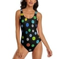 thumbnail image 2 of Pickle Ball Swimsuit Sexy Colorful Print Wom Swimwear One-Piece Retro Bodysuit Holiday Swim Push Up Backless Bathing Suits, 2 of 7