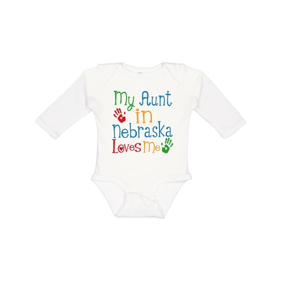 Inktastic My Aunt in Nebraska Loves Me Boys or Girls Long Sleeve Baby Bodysuit