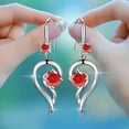 thumbnail image 2 of Kcodviy Earrings Stainless Steel Round Daisy Earrings for Women Earrings Women Creative Earrings Conversation Heart Earrings Diamond Dangling Crystal Earrings Cute Hoop Earrings for Women, 2 of 5