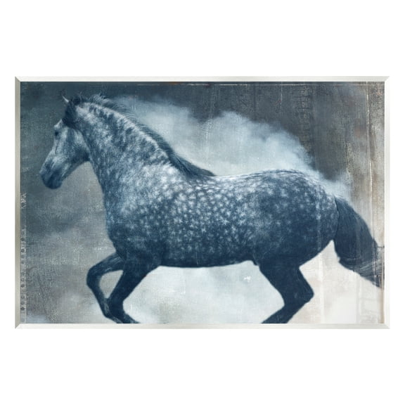 Stupell Industries Blue Galloping Horse Vintage Animals & Insects Painting Unframed Art Print Wall Art