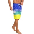 thumbnail image 4 of INSPIRE CHIC Men's Colorblock Striped Adjustable Drawstring Vacation Surfing Board Shorts 38 Yellow, 4 of 4