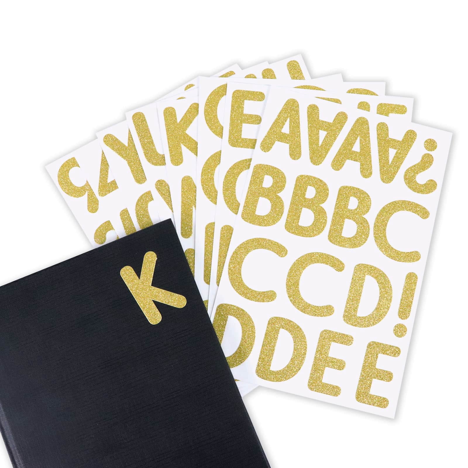 Recollections Gold Glitter Rounded Font Alphabet Stickers, 12 Pack