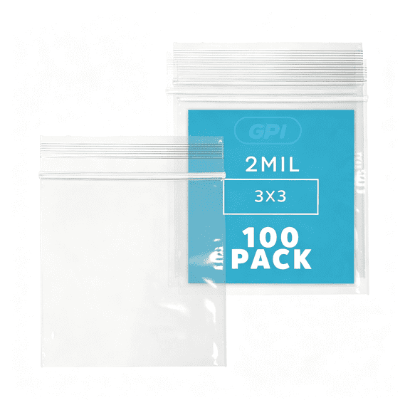 CCOCC 3" X 3" Zip Bags - 100 Count, Small, Clear Plastic Reclosable Zipper Poly Baggies, 2 Mil, with Resealable Zip Top Lock for Packaging Jewelry, Pills, Candy, Beads, Seeds & More.