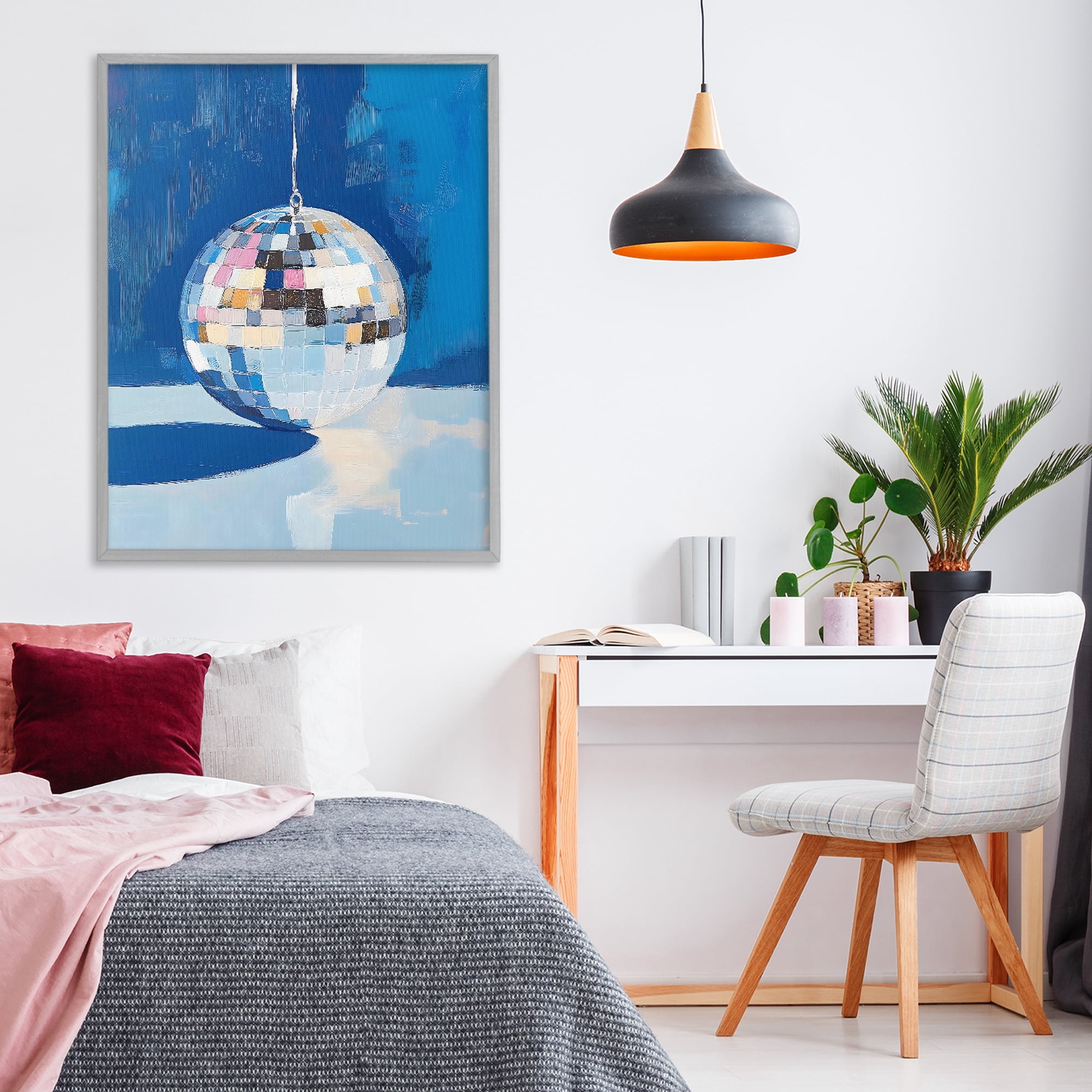 Stupell Industries Silver Dance Disco Ball Gray Framed Giclee Art, design by The Prints Vibe