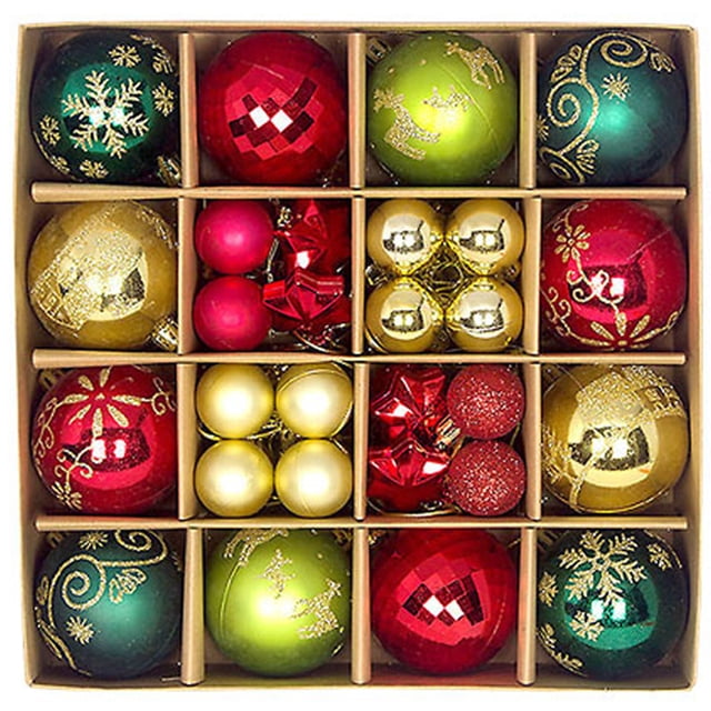 Adornos navideños, juego de adornos para árbol de Navidad, adornos decorativos irrompibles para colgar en forma de bola para árbol de Navidad, adornos navideños a granel para decoración de mesas