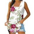 thumbnail image 2 of Summer Saving Wycnly Womens Tank Tops Trendy Pleated Swing Breathable Comfy Tunic Tank Tops Summer Fashion Flowers Print Square Neck Sleeveless Shirts Blouse White m, 2 of 5