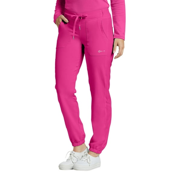 White Cross Fit Jogger Scrub Pant, Fuchsia, 2XS