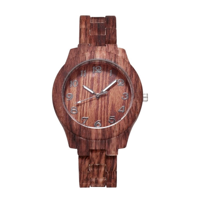 Kcodviy Watch Men's Watch Quartz Digital Watch Large Numbers High End Wood Grain Digital Alarm Watch Grain Digital Wood Men's Digital Sports Watch Men Watch