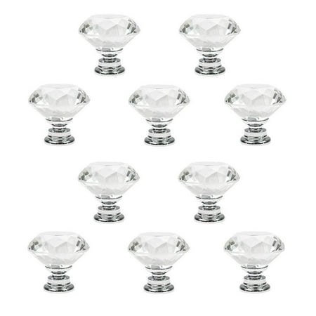 Yosoo 30mm 10 Pcs Glass Crystal Drawer Knobs Pulls Cabinet Handle