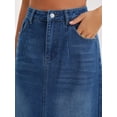 thumbnail image 5 of DARING DIVA Women's Denim Split Back Pockets Pencil Midi Jean Skirts Medium Dark Blue, 5 of 7