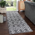 thumbnail image 1 of Diamond Loop Plush Polypropylene Indoor Shag Runner Rug - 2’ 7” x 8', Cream-Black, 1 of 8