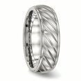 thumbnail image 4 of Stainless Steel Brushed and Polished Grooved Ring Size 10, 4 of 6