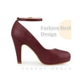 thumbnail image 3 of BLISSFUL STEP Women's Round Toe Ankle Strap Stiletto High Heels Pumps -PU Burgundy-PU 8.5, 3 of 6
