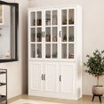 thumbnail image 4 of Timechee 78.7"H Combo Buffet Sideboard White Curio Bookcase Cabinet Glass Door 47.2"W, 4 of 5