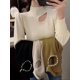 thumbnail image 5 of 2024 Jersey ajustado de cuello alto con cuentas ahuecadas, jersey suave y cálido para mujer, suéter de Otoño Invierno, Jersey acanalado de punto para mujer, 5 of 5