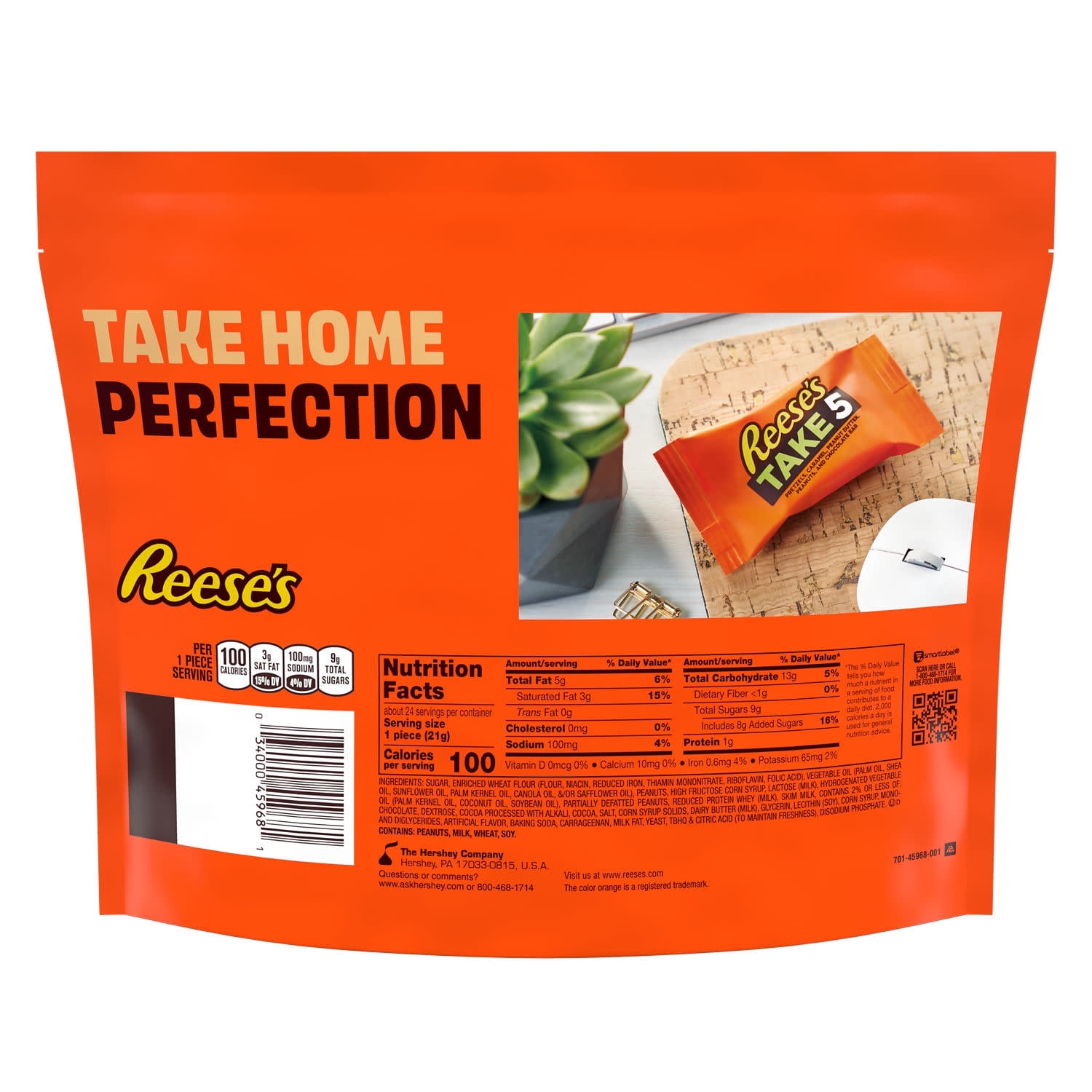 Reese's Take 5 Pretzel, Peanut and Chocolate Snack Size Candy, Jumbo Pack 18 oz (pack of 2)