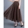 thumbnail image 2 of Biekopu Women's Solid Color Long Skirts Layered Tulle Elastic Waist Skirts Spring Summer Fashion Casual A-line Skirts, 2 of 3