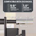 thumbnail image 4 of Synergee Dip Handles for 2x2 Power and Squat Racks, Dip Stand Fits Racks with 1" and 5/8" Holes. Rack-Mounted Dip Bar Attachment for Dips, Leg Raises, and Knee Tucks., 4 of 6