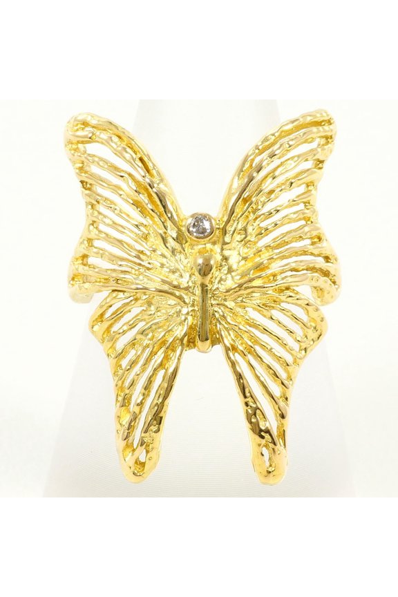 Pre-Owned 18K (18-karat) Yellow Gold Ring with 1 Diamond (0.02 ct), Certificate of...