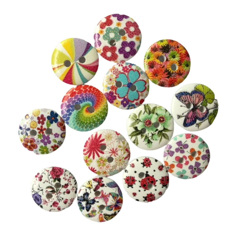 2 Hole Round Wooden Buttons Sewing Scrapbook Clothing Crafts