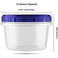 thumbnail image 2 of Twist Top Food Deli Containers Screw And Seal Lid 16 Oz Stackable Reusable Plastic Storage Container 12 Pack. Cear plastic with blue lid 16 Oz - 2 Cups, 2 of 7