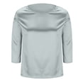 thumbnail image 6 of XAOFW Elegant Solid Color Short Sleeve T Shirt For Women Lightweight Satin Knit Tees With Crew Neck For Summer Trendy Top XL, 6 of 9