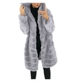 thumbnail image 2 of LEEYNEER Womens Long Sleeve Winter Warm Lapel Fox Faux Fur Coat Jacket Overcoat Outwear with Pockets Fall Open Front Cardigan Faux Fur Coat Parka Shaggy Jacket Beige XXL, 2 of 5