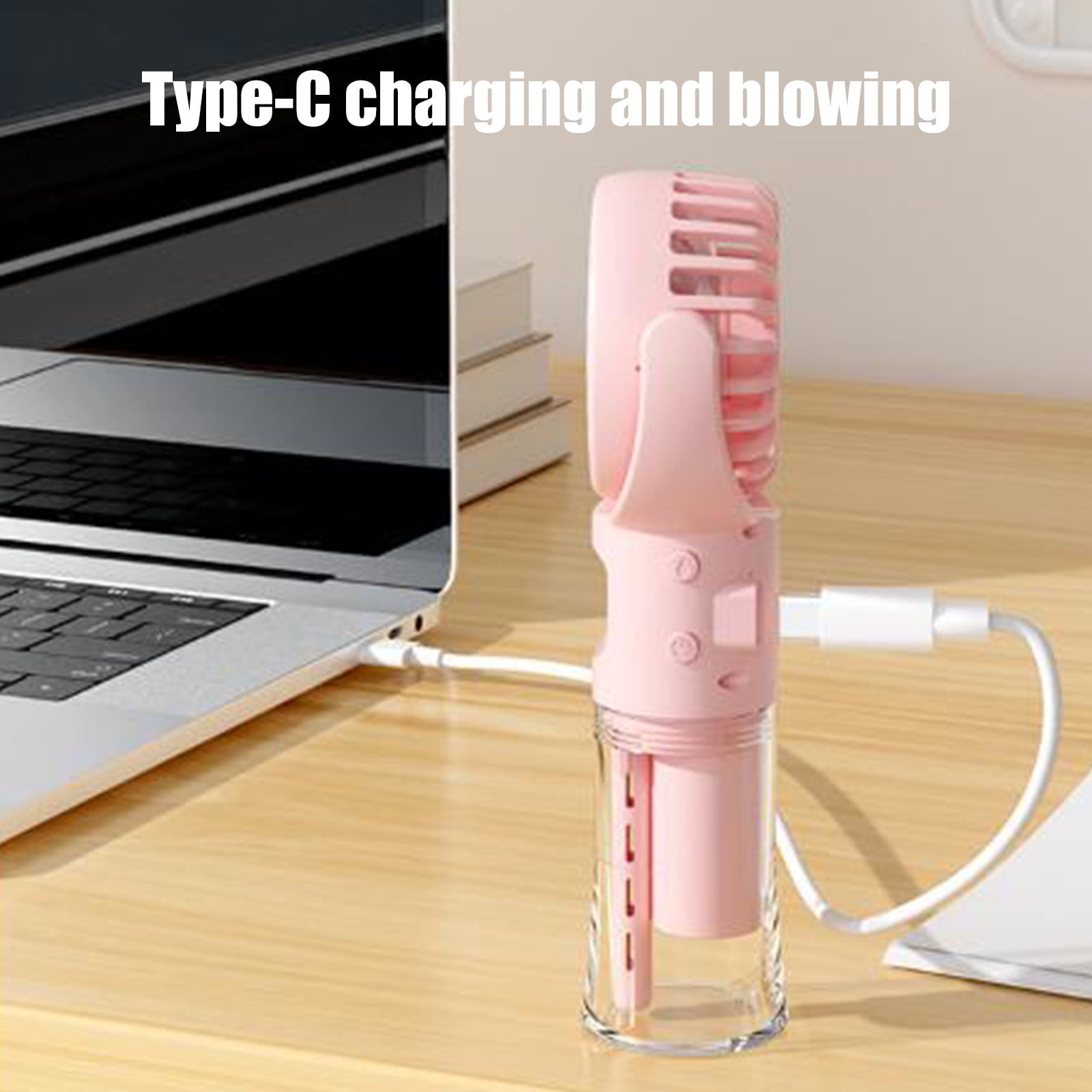 Blukids Mini Portable Water Misting Fan, 4 Speeds,Powerful Handheld Fan USB Rechargeable,Personal Small Quiet Spray Water Mist Fan for Home School Office Outdoor Travel Use
