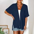 thumbnail image 3 of Top de ganchillo básico para mujer cárdigan informal de ajuste holgado traje de vacaciones de algodón informal FLhrweasw Para estrenar, 3 of 7