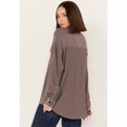 thumbnail image 4 of Cleo + Wolf Women's Oversized Knit Button Up Shirt Purple S/M  US, 4 of 4